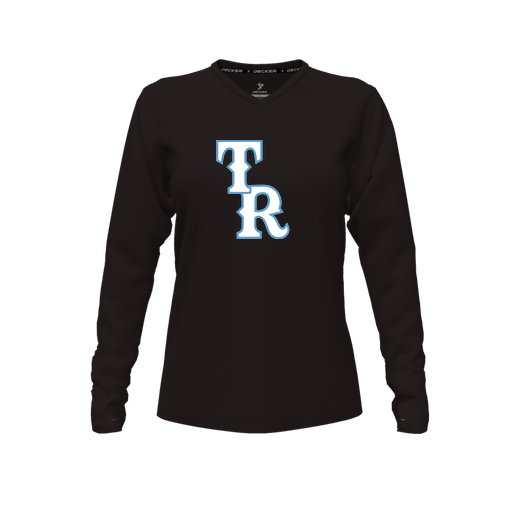 [FTLVCFBK-FYXS-LOGO2] Decker Comfort T-Shirt (Female Youth XS, Black, V Neck, Logo 2, Long Sleeve)